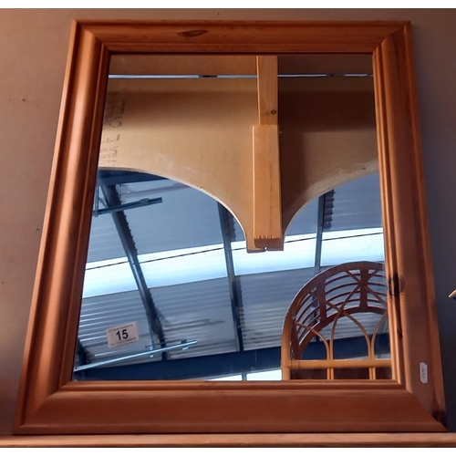 15 - A pine framed mirror 52cm x 62cm COLLECT ONLY