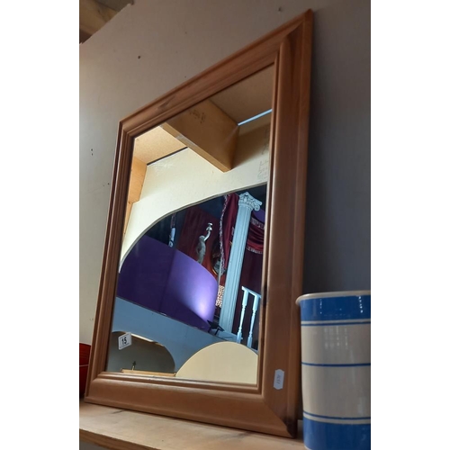 15 - A pine framed mirror 52cm x 62cm COLLECT ONLY