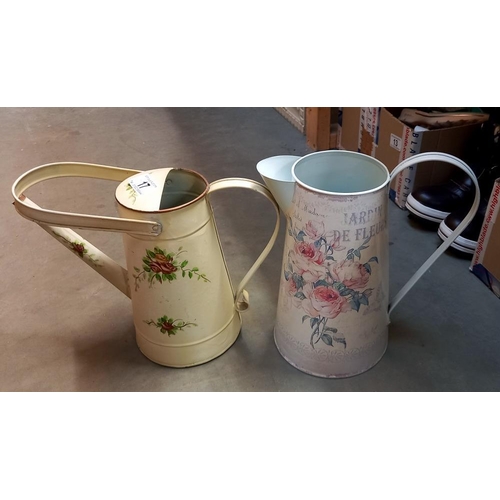 17 - 2 decorative metal watering cans