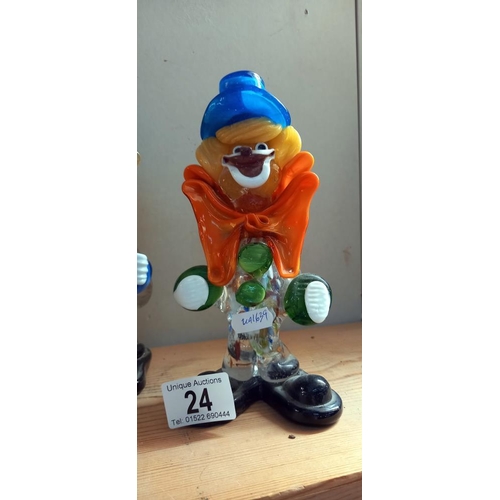 24 - 2 Murano glass clowns