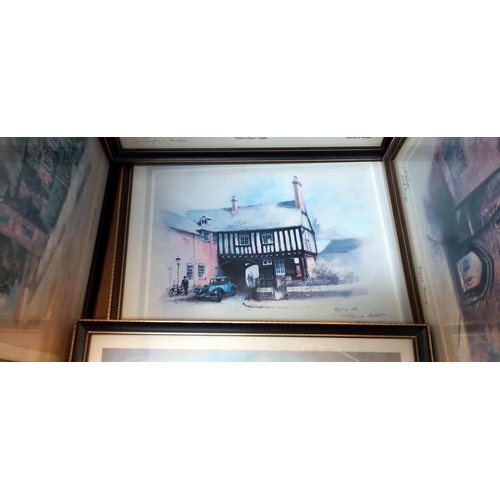 26 - 8 framed and glazed prints including London scenes, COLLECT ONLY