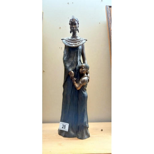 28 - A The Leonardo collection figure of African woman & Child height 43cm