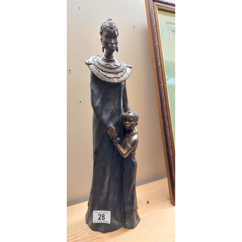 28 - A The Leonardo collection figure of African woman & Child height 43cm