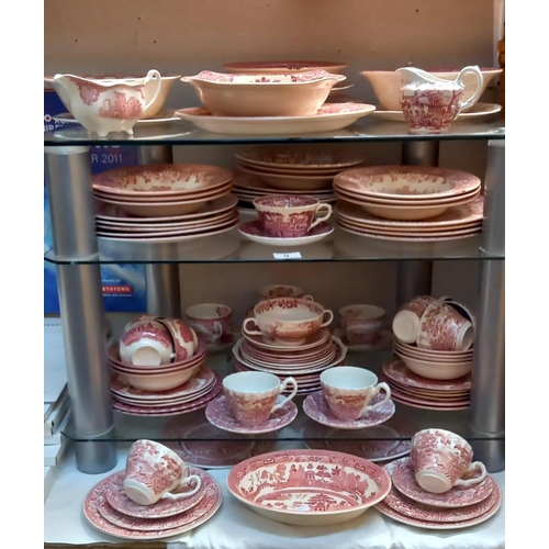 9 - A good lot of Red & White dinnerware, Johnson Bros & Ironstone etc COLLECT ONLY