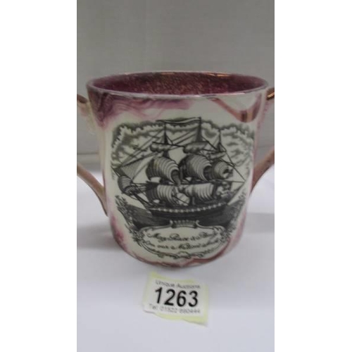 1263 - A large Sunderland Lustre two handled loving cup - The Sailor's Farewell.