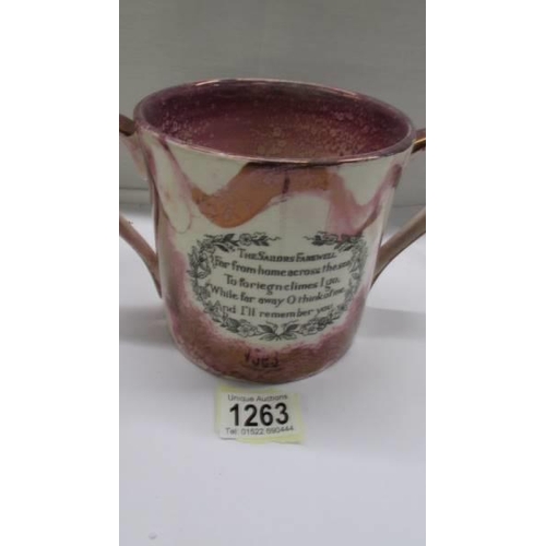 1263 - A large Sunderland Lustre two handled loving cup - The Sailor's Farewell.