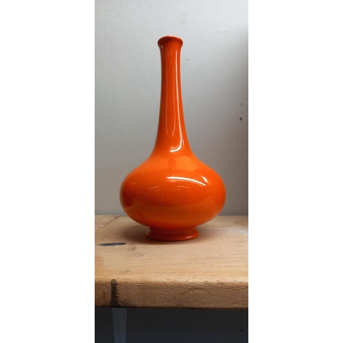 57 - A Carlton ware orange glazed onion spill vase height 19cm & A West German pottery vase height 16.5cm... 