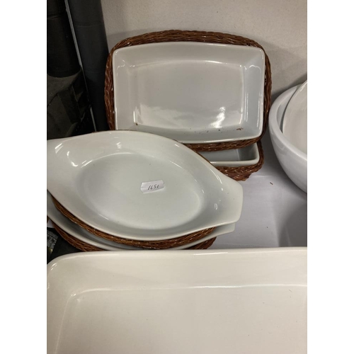 415 - 19 items of white crockery dishes, 4 with basket trays under