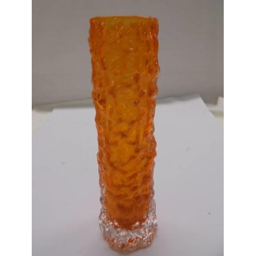 1282 - A Whitefriars tangerine bark vases, height 14.5 cm, diameter 4 cm.