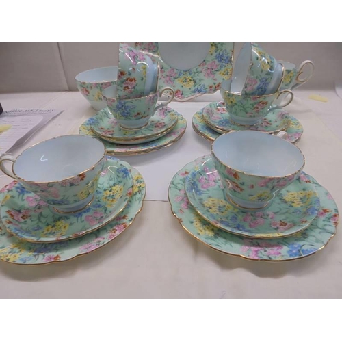 1292 - A fine Shelley 'Melody' pattern porcelain tea set.