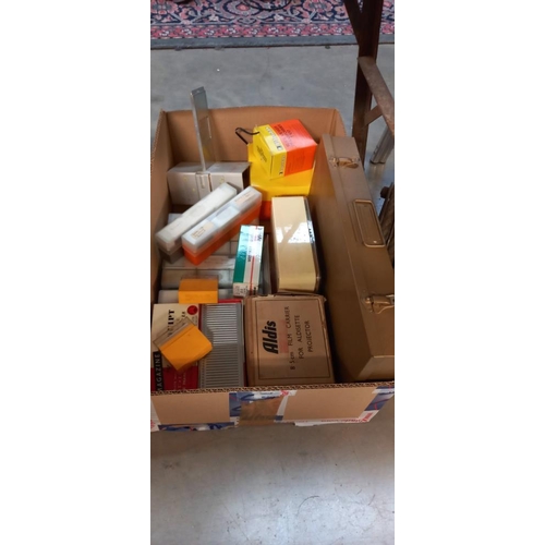 122 - 2 boxes of slides etc including slide viewer COLLECT ONLY