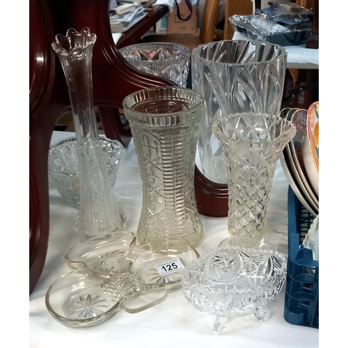 125 - A selection of moulded & cut glass vases etc COLLECT ONLY