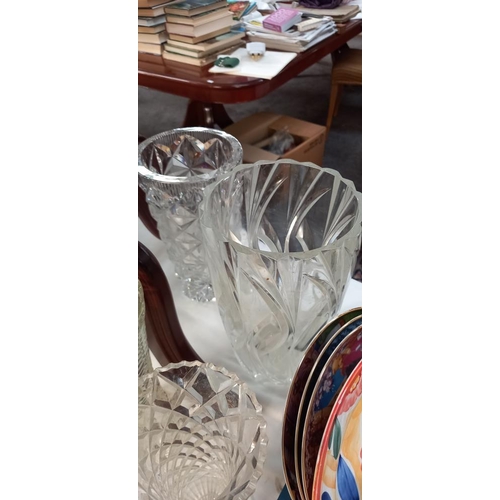 125 - A selection of moulded & cut glass vases etc COLLECT ONLY