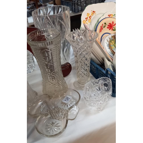 125 - A selection of moulded & cut glass vases etc COLLECT ONLY