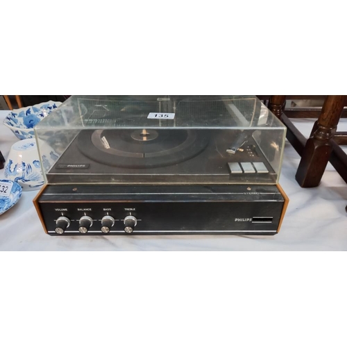 135 - A vintage Philips record player & A boxed RH400 big sound speakers COLLECT ONLY