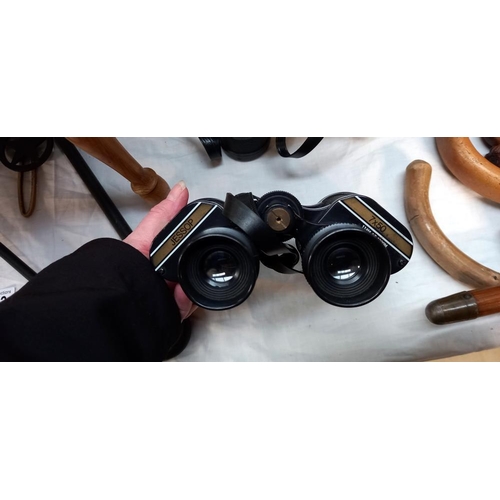 146 - A cased Jessop 7x50 binoculars & Praktica 8x40 (No end caps)