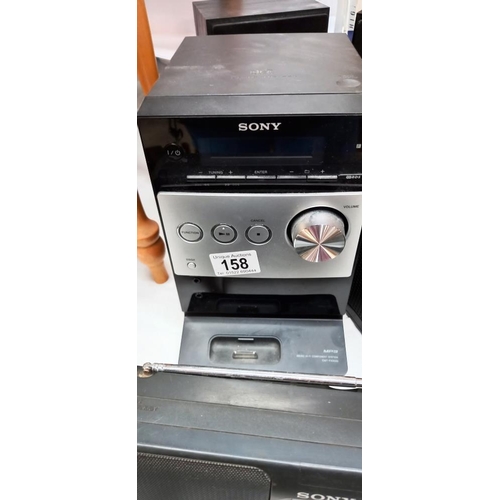 158 - A Sony Midi Hi-Fi, a Sony radio & 1 other radio COLLECT ONLY