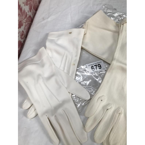 679 - Three pairs of evening gloves, White . A/F