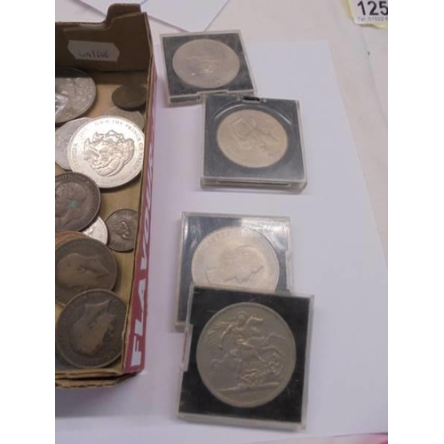 1244 - A collection of coins including Victorian, Churchill and other crowns and a US 1976 dolllar etc.,