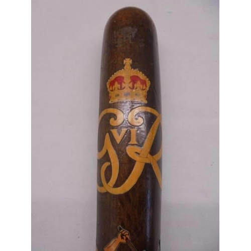 1248 - A scarce George VI Birmingham City truncheon presented for acts of bravery to regular officers.