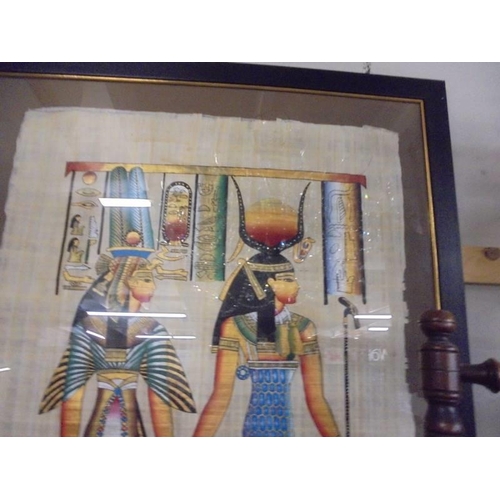 1346 - A large framed and glazed Egyptian Goddess picture, COLLECT ONLY.