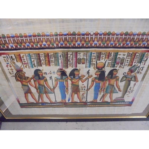 1348 - A large framed and glazed Egyptian Goddess picture, COLLECT ONLY.