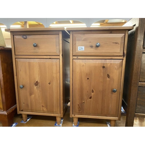 231 - A pair of pine bedside cabinets with drawer (39cm x 39cm x 69cm) COLLECT ONLY