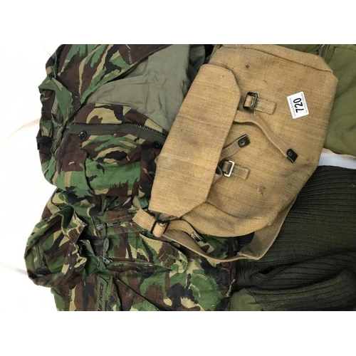 720 - Quantity of military uniform including bags