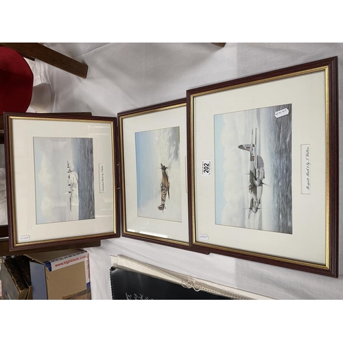 202 - 3 Framed & glazes prints of military aircraft COLLECT ONLY