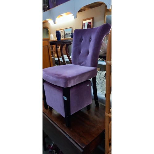 263 - A lilac Draylon bedroom chair with matching stool COLLECT ONLY