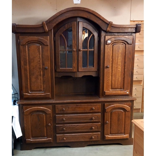 274 - A large heavy oak wall unit (180cm x 52cm x 209cm) COLLECT ONLY