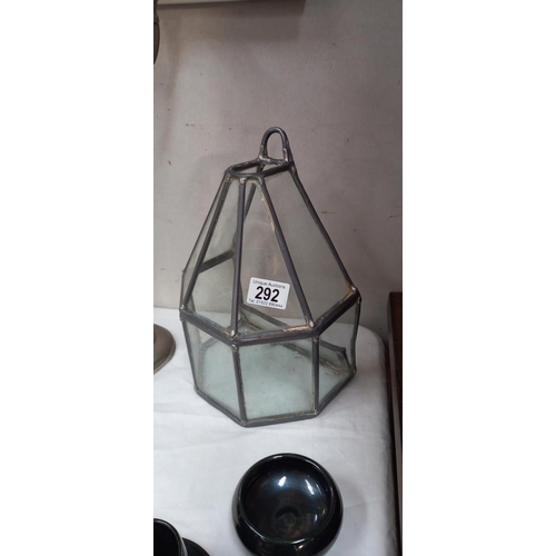 292 - A leaded glass wall mounted terrarium & Candelabra COLLECT ONLY