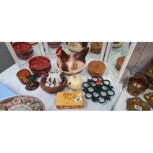 307 - A quantity of vintage kitchenalia etc including Chicken dish COLLECT ONLY