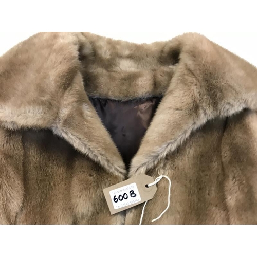 600B - Faux Fur jacket. Tan colour A/F. Collect only