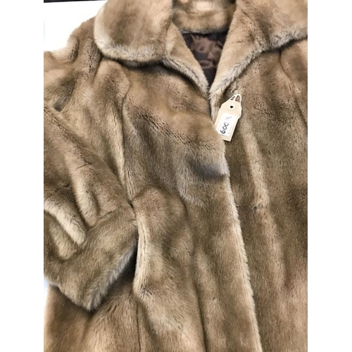 600B - Faux Fur jacket. Tan colour A/F. Collect only