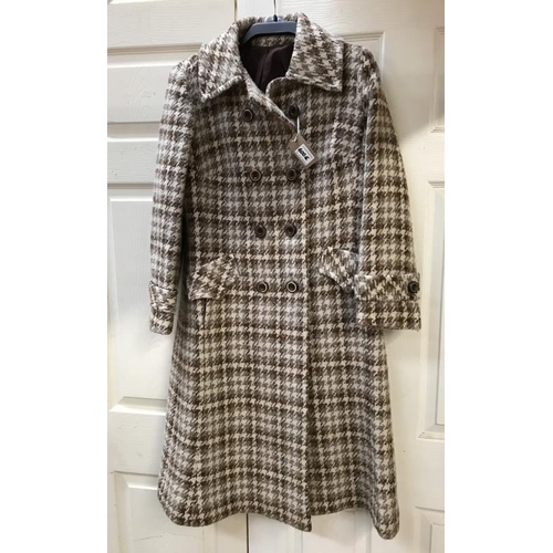 600E - Pure Wool Long Coat. Made in Scotland. Tie inside and button fasting