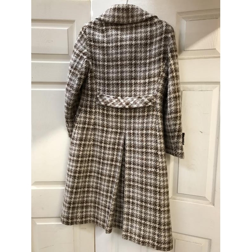 600E - Pure Wool Long Coat. Made in Scotland. Tie inside and button fasting