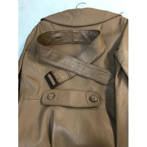 600H - Long Leather Coat with attachable / removeable belt