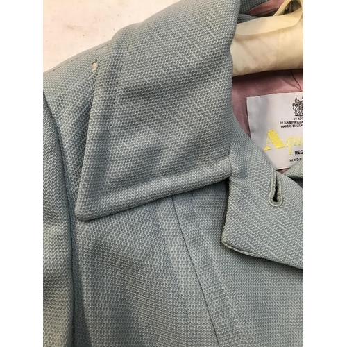 600J - Vintage Style Long Teal pure wool coat. Age related wear and damage. Collect only