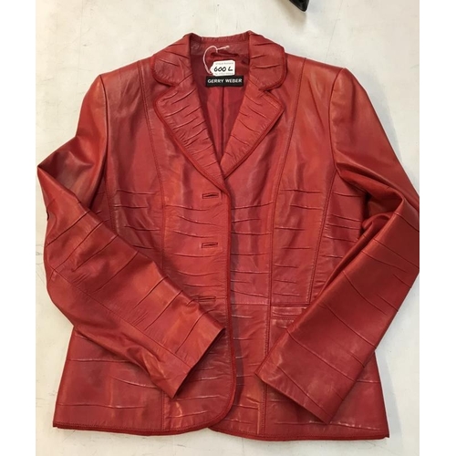 600L - Ladies Garry Weber Red Leather Jacket. Size10