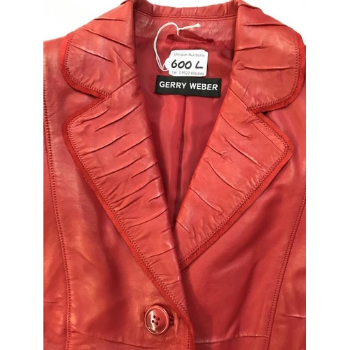 600L - Ladies Garry Weber Red Leather Jacket. Size10