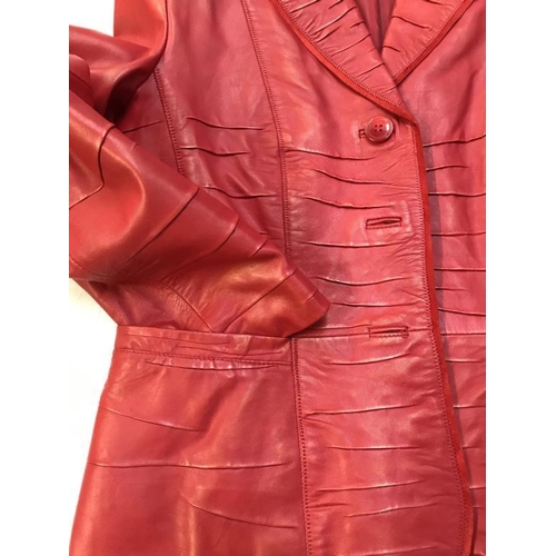 600L - Ladies Garry Weber Red Leather Jacket. Size10