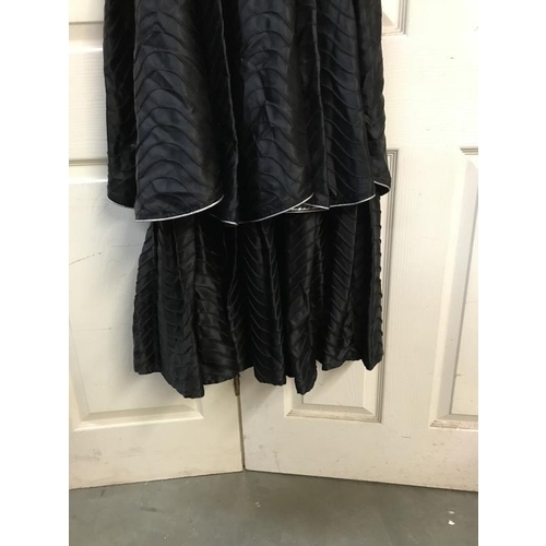 600S - 3 Dresses. 1x Little Black Velvet dress size 14. 1 x 2 tier dress with sequin top. 1x off shoulder d... 