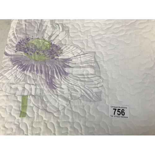 756 - King size throw with flower design