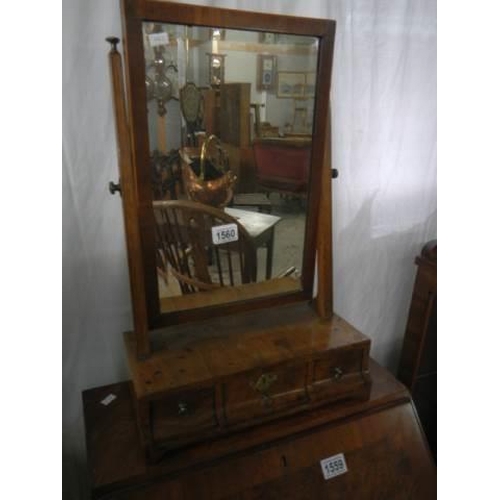 1560 - A Victorian mahogany dressing table mirror with three drawers. COLLECT ONLY.