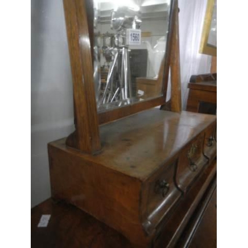 1560 - A Victorian mahogany dressing table mirror with three drawers. COLLECT ONLY.