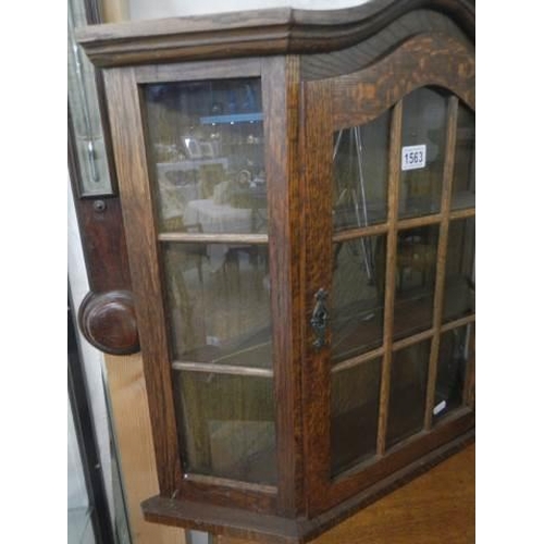 1563 - An oak glazed collector's display cabinet. COLLECT ONLY.