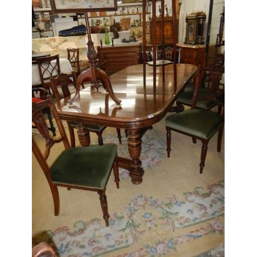 1568 - A French extending dining table with two leaves and a set of six chairs, COLLECT ONLY.