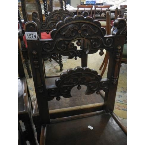 1574 - A set of four French country chairs with bobbin stretchers. COLLECT ONLY.