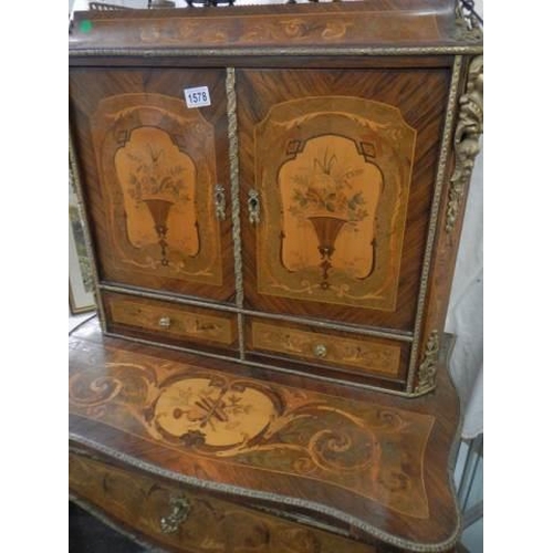 1578 - A late Victorian marquetry inlaid ladies writing desk in good condition, COLLECT ONLY.